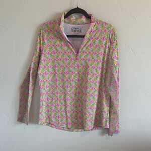 IBKUL pineapple print 1/4 zip activewear top